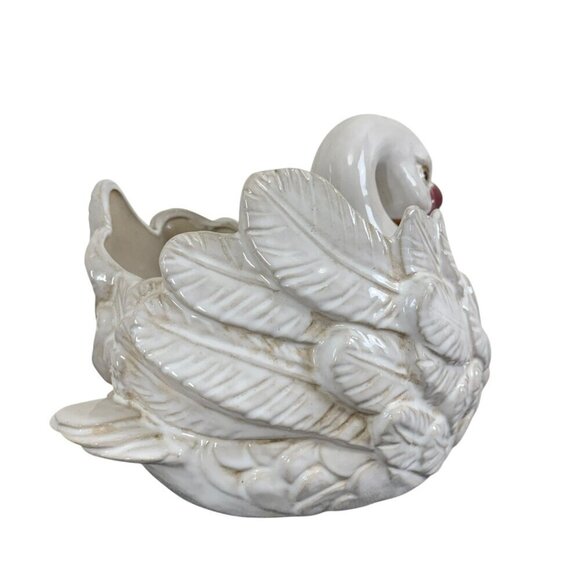 Vintage 1964 Large Ceramic Glazes Goose Plant Holder Hand Painting 13.5" - Picture 4 of 14